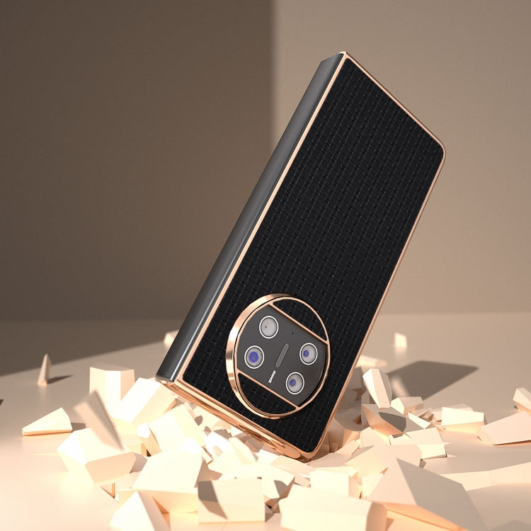 For Huawei Mate X3 Genuine Leather Luxury Series Nano Plating Phone Case(Black)