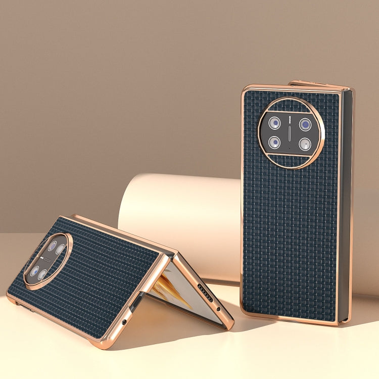 For Huawei Mate X3 Genuine Leather Luxury Series Nano Plating Phone Case(Royal Blue)