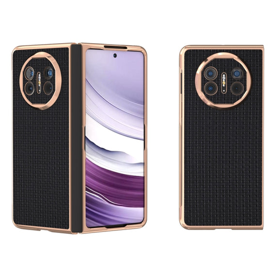 For Huawei Mate X5 Genuine Leather Luxury Series Nano Plating Phone Case(Black)