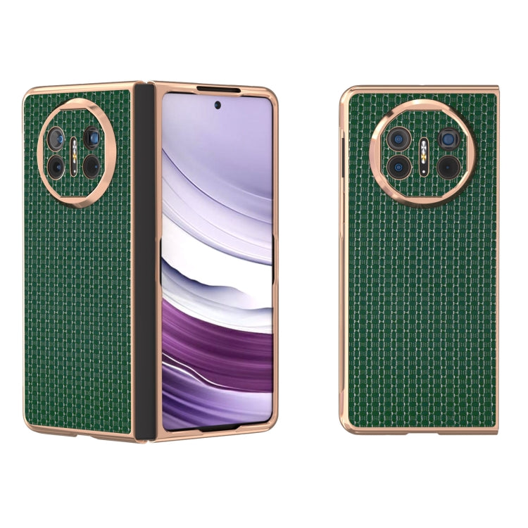 For Huawei Mate X5 Genuine Leather Luxury Series Nano Plating Phone Case(Dark Green)