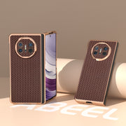 For Huawei Mate X5 Genuine Leather Luxury Series Nano Plating Phone Case(Coffee)