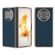 For Huawei Mate X3 Genuine Leather Silk Series Nano Plating Phone Case(Blue)