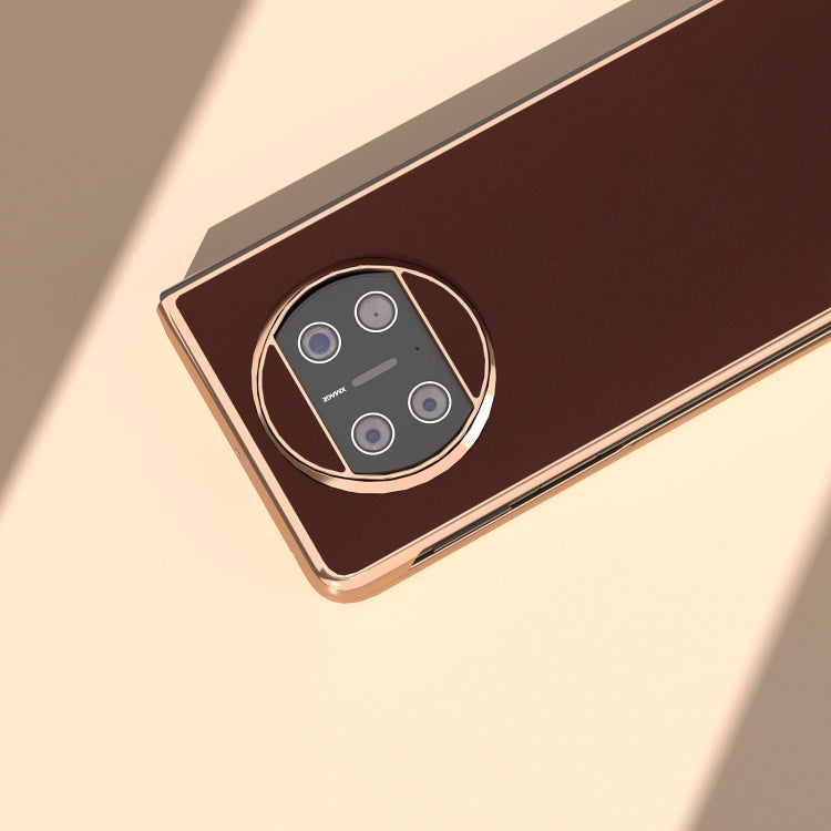 For Huawei Mate X3 Genuine Leather Silk Series Nano Plating Phone Case(Coffee)