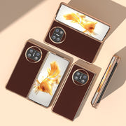 For Huawei Mate X3 Genuine Leather Silk Series Nano Plating Phone Case(Coffee)