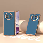 For Huawei Mate X5 Genuine Leather Silk Series Nano Plating Phone Case(Blue)