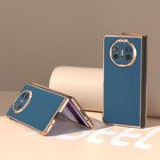 For Huawei Mate X5 Genuine Leather Silk Series Nano Plating Phone Case(Blue)