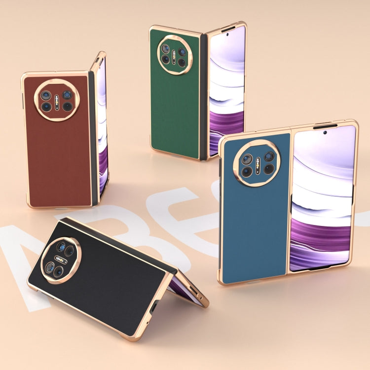 For Huawei Mate X5 Genuine Leather Silk Series Nano Plating Phone Case(Blue)