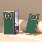 For Huawei Mate X5 Genuine Leather Silk Series Nano Plating Phone Case(Dark Green)