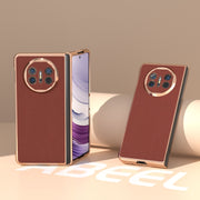 For Huawei Mate X5 Genuine Leather Silk Series Nano Plating Phone Case(Coffee)
