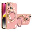 For iPhone 14 Plus Multifunction Electroplating MagSafe Holder Phone Case(Pink) - iPhone 14 Plus Cases by PMC TechLife | Online Shopping South Africa | PMC TechLife