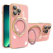 For iPhone 13 Pro Multifunction Electroplating MagSafe Holder Phone Case(Pink)