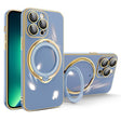 For iPhone 13 Pro Multifunction Electroplating MagSafe Holder Phone Case(Blue) - iPhone 13 Pro Cases by PMC TechLife | Online Shopping South Africa | PMC TechLife