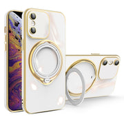 For iPhone XS Max Multifunction Electroplating MagSafe Holder Phone Case(White)