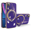 For iPhone XR Multifunction Electroplating MagSafe Holder Phone Case(Dark Purple) - More iPhone Cases by PMC TechLife | Online Shopping South Africa | PMC TechLife