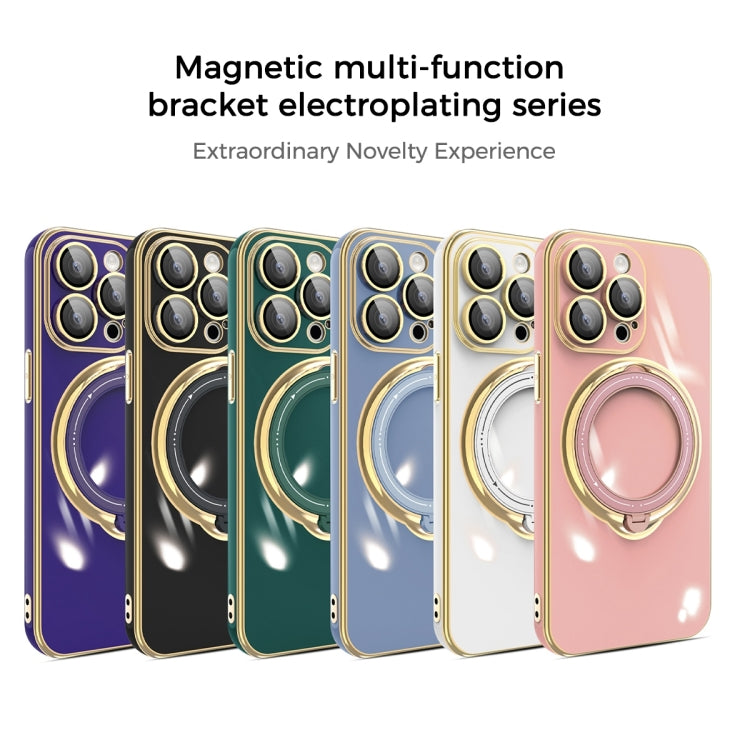 For iPhone XS Max Multifunction Electroplating MagSafe Holder Phone Case(White)