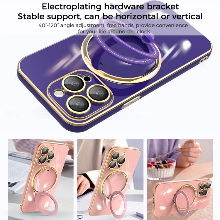 For iPhone XS Max Multifunction Electroplating MagSafe Holder Phone Case(White)