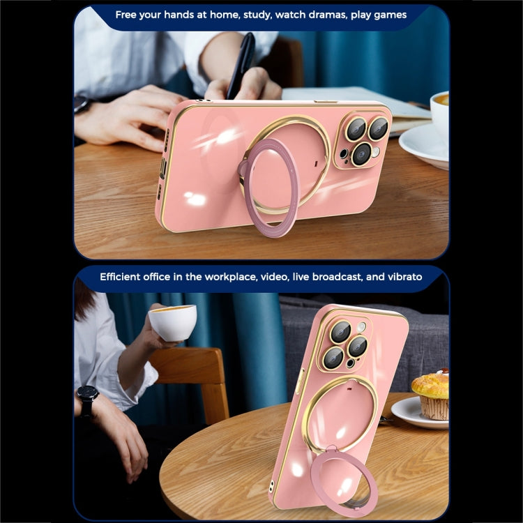 For iPhone XS Max Multifunction Electroplating MagSafe Holder Phone Case(White)