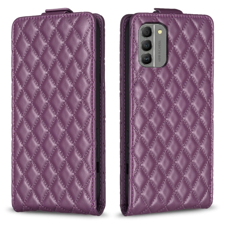 For Nokia G310 Diamond Lattice Vertical Flip Leather Phone Case(Dark Purple)