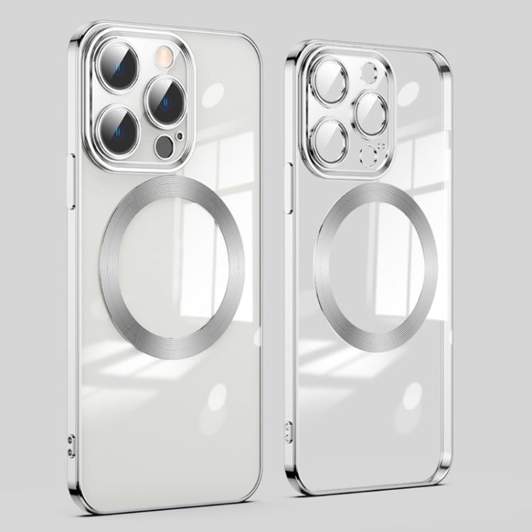 For iPhone 15 Pro Lens Protector MagSafe Electroplated Phone Case(Silver)
