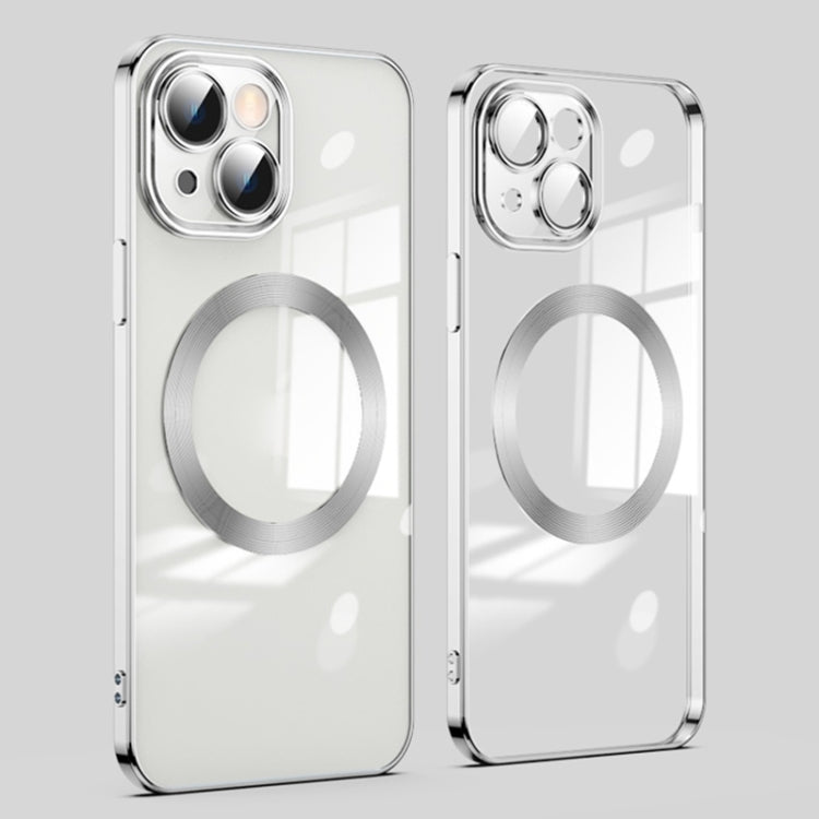 For iPhone 15 Plus Lens Protector MagSafe Electroplated Phone Case(Silver)