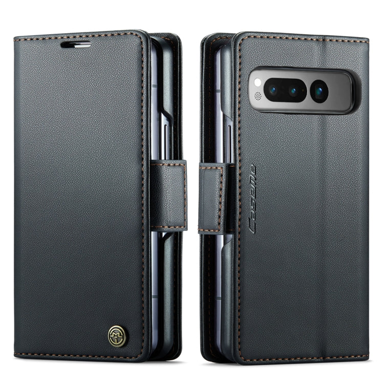 For Google Pixel Fold CaseMe 023 Butterfly Buckle Litchi Texture RFID Anti-theft Leather Phone Case(Black)