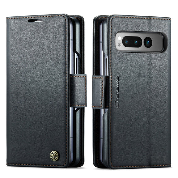 For Google Pixel Fold CaseMe 023 Butterfly Buckle Litchi Texture RFID Anti-theft Leather Phone Case(Black)