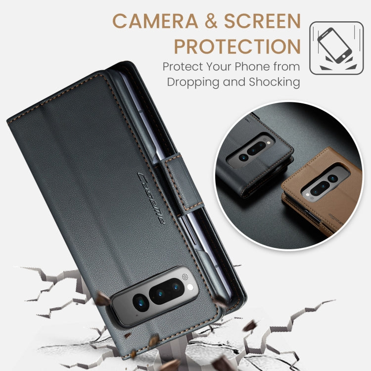 For Google Pixel Fold CaseMe 023 Butterfly Buckle Litchi Texture RFID Anti-theft Leather Phone Case(Black)