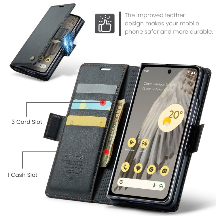 For Google Pixel Fold CaseMe 023 Butterfly Buckle Litchi Texture RFID Anti-theft Leather Phone Case(Black)