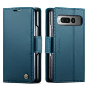 For Google Pixel Fold CaseMe 023 Butterfly Buckle Litchi Texture RFID Anti-theft Leather Phone Case(Blue)