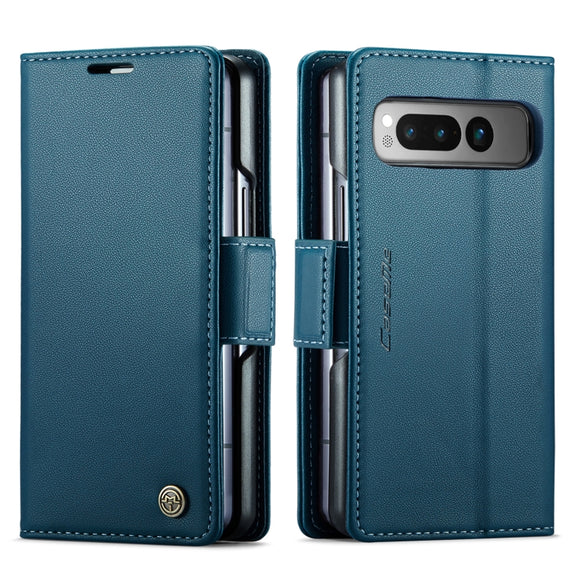 For Google Pixel Fold CaseMe 023 Butterfly Buckle Litchi Texture RFID Anti-theft Leather Phone Case(Blue)