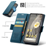 For Google Pixel Fold CaseMe 023 Butterfly Buckle Litchi Texture RFID Anti-theft Leather Phone Case(Blue)
