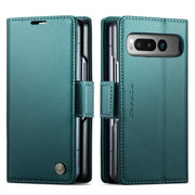 For Google Pixel Fold CaseMe 023 Butterfly Buckle Litchi Texture RFID Anti-theft Leather Phone Case(Pearly Blue)