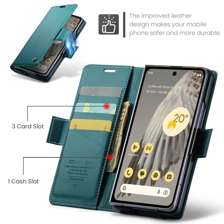 For Google Pixel Fold CaseMe 023 Butterfly Buckle Litchi Texture RFID Anti-theft Leather Phone Case(Pearly Blue)