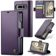 For Google Pixel Fold CaseMe 023 Butterfly Buckle Litchi Texture RFID Anti-theft Leather Phone Case(Pearly Purple)