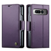 For Google Pixel Fold CaseMe 023 Butterfly Buckle Litchi Texture RFID Anti-theft Leather Phone Case(Pearly Purple)