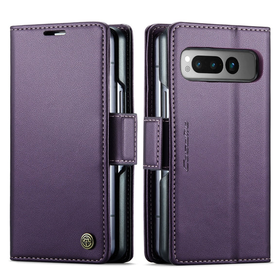 For Google Pixel Fold CaseMe 023 Butterfly Buckle Litchi Texture RFID Anti-theft Leather Phone Case(Pearly Purple)