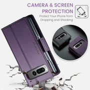 For Google Pixel Fold CaseMe 023 Butterfly Buckle Litchi Texture RFID Anti-theft Leather Phone Case(Pearly Purple)