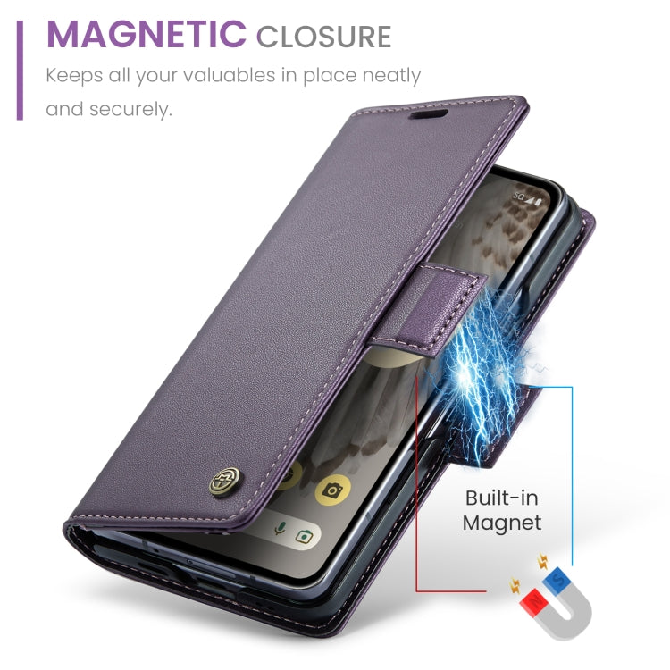 For Google Pixel Fold CaseMe 023 Butterfly Buckle Litchi Texture RFID Anti-theft Leather Phone Case(Pearly Purple)