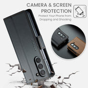 For Samsung Galaxy Z Fold5 CaseMe 023 Butterfly Buckle Litchi Texture RFID Anti-theft Leather Phone Case(Black)