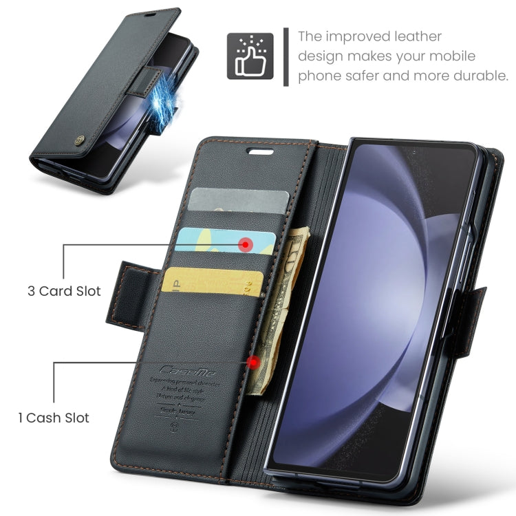 For Samsung Galaxy Z Fold5 CaseMe 023 Butterfly Buckle Litchi Texture RFID Anti-theft Leather Phone Case(Black)