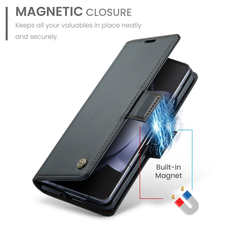 For Samsung Galaxy Z Fold5 CaseMe 023 Butterfly Buckle Litchi Texture RFID Anti-theft Leather Phone Case(Black)