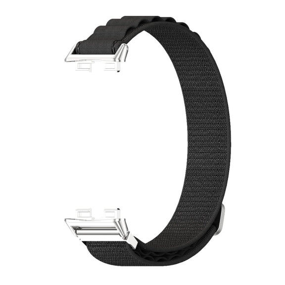 For Huawei Band 8 / 9 / 10 Mijobs Nylon Breathable Watch Band(Black+Silver)
