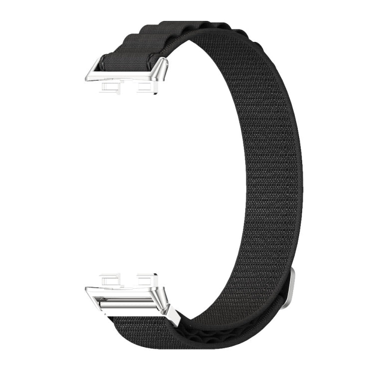 For Huawei Band 8 / 9 / 10 Mijobs Nylon Breathable Watch Band(Black+Silver)