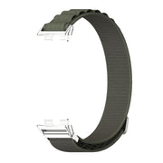 For Huawei Band 8 / 9 / 10 Mijobs Nylon Breathable Watch Band(Green+Silver)