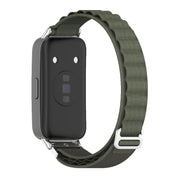 For Huawei Band 8 / 9 / 10 Mijobs Nylon Breathable Watch Band(Green+Silver)