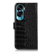 For Honor 90 Lite 5G / X50i Crocodile Top Layer Cowhide Leather Phone Case(Black)