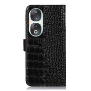 For Honor 90 Crocodile Top Layer Cowhide Leather Phone Case(Black)