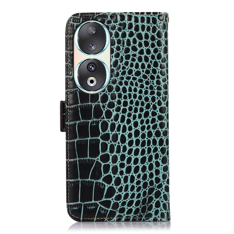 For Honor 90 Crocodile Top Layer Cowhide Leather Phone Case(Green)