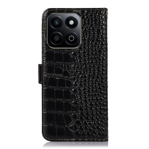For Honor Play 60 Plus / 200 Smart Crocodile Top Layer Cowhide Leather Phone Case(Black)