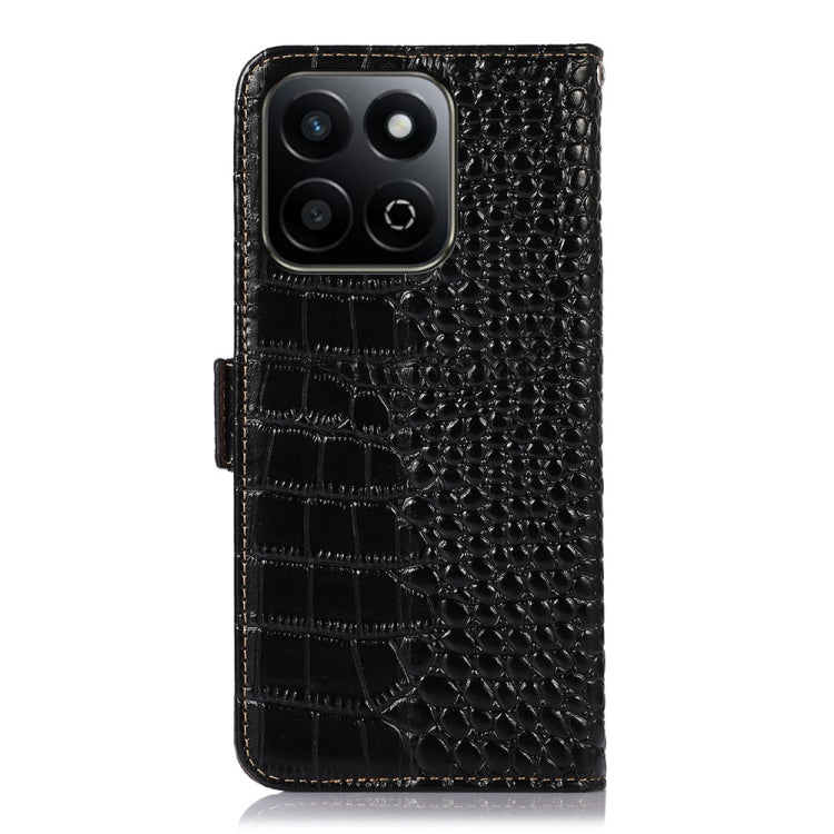 For Honor Play 60 Plus / 200 Smart Crocodile Top Layer Cowhide Leather Phone Case(Black)